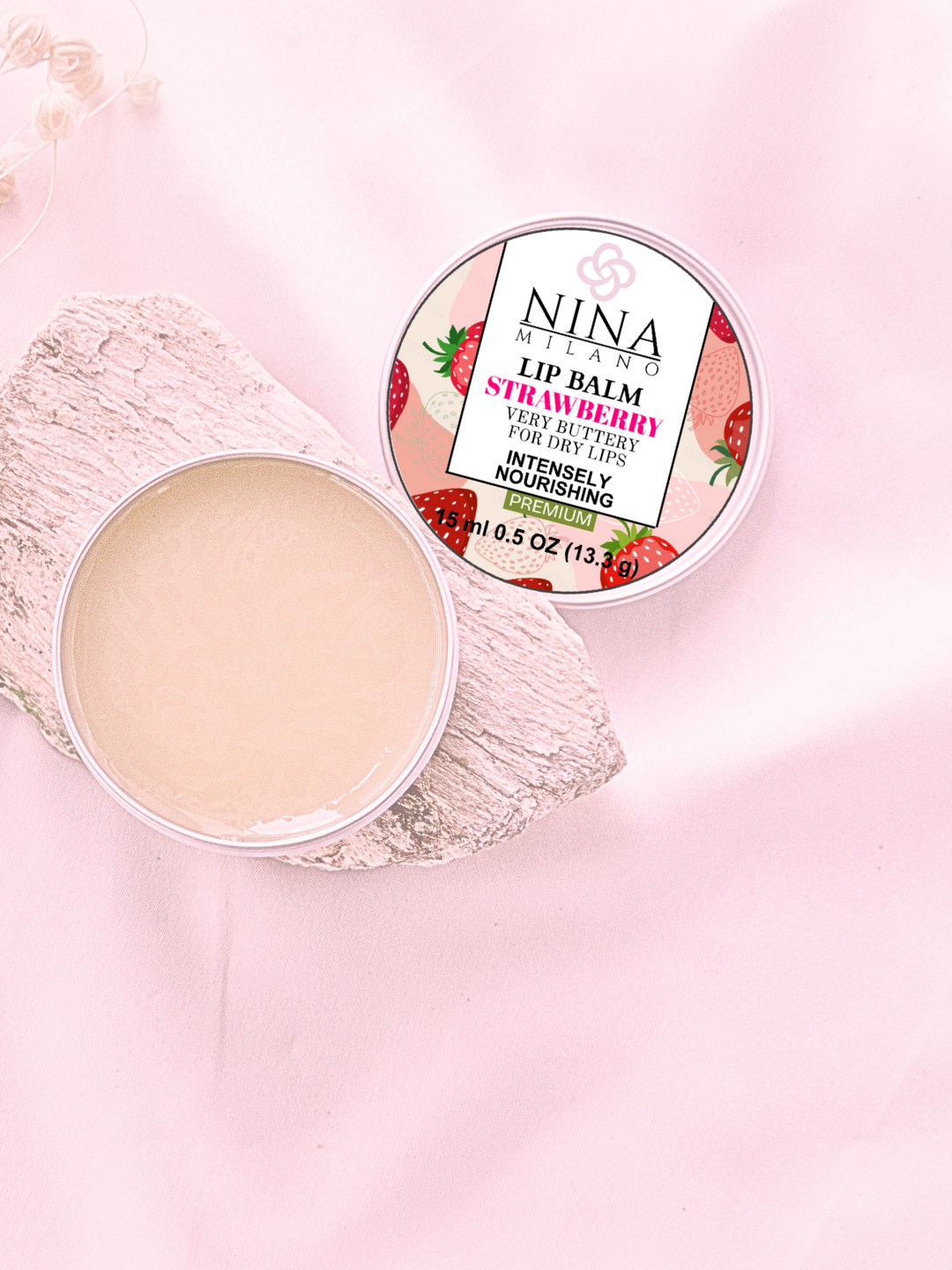 NINA MILANO® Intense Nourishing Strawberry Lip Balm – Premium | 15 ml
